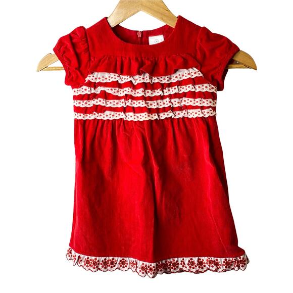Hanna Andersson Red & White Dress Polka Dots Tiered Ruffles US 3 NEW - Picture 1 of 5